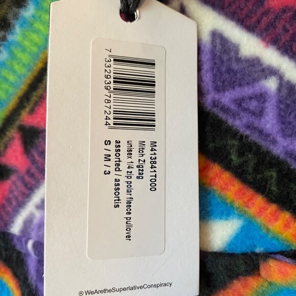 WeSC  Women M Mitch Zigzag Unisex 1/4 Zip Polar Fleece Pullover Multicolor - Picture 3 of 7